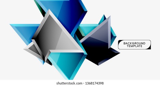 Minimal geometrical triangles with 3d effect abstract background template, vector modern minimal design