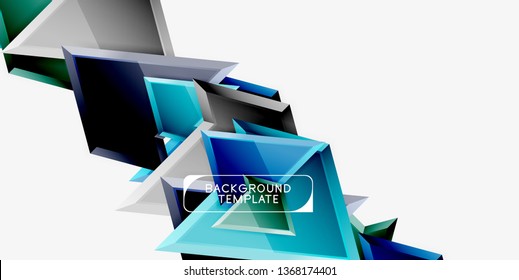 Triángulos geométricos mínimos con planilla de fondo abstracto de efecto 3d, diseño vectorial moderno mínimo