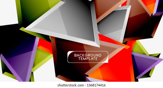 Minimal geometrical triangles with 3d effect abstract background template, vector modern minimal design