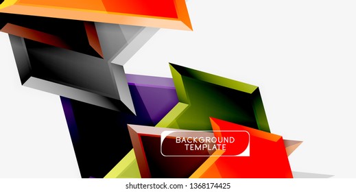 Minimal geometrical triangles with 3d effect abstract background template, vector modern minimal design