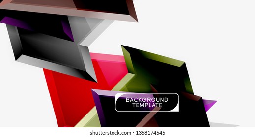 Minimal geometrical triangles with 3d effect abstract background template, vector modern minimal design