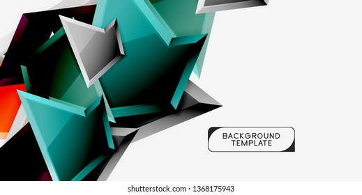 Minimal geometrical triangles with 3d effect abstract background template, vector modern minimal design