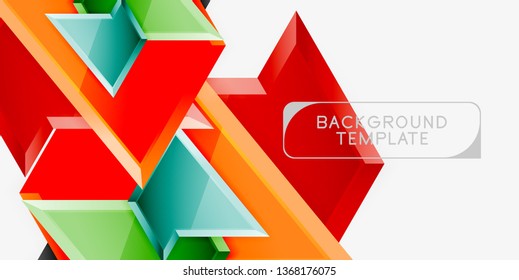 Minimal geometrical triangles with 3d effect abstract background template, vector modern minimal design