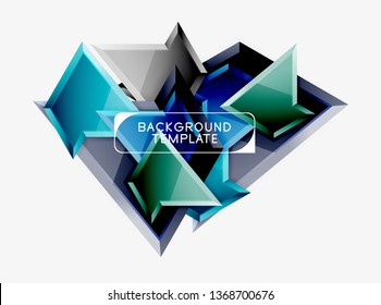 Minimal geometrical triangles with 3d effect abstract background template, vector modern minimal design