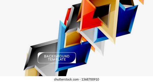 Minimal geometrical triangles with 3d effect abstract background template, vector modern minimal design