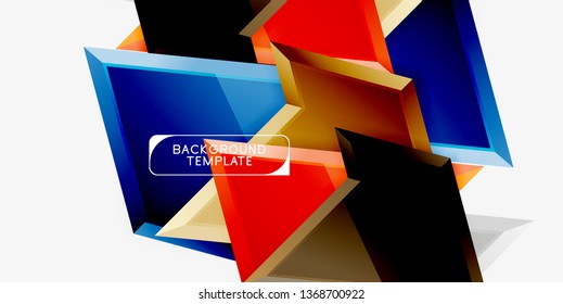 Minimal geometrical triangles with 3d effect abstract background template, vector modern minimal design