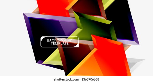 Minimal geometrical triangles with 3d effect abstract background template, vector modern minimal design
