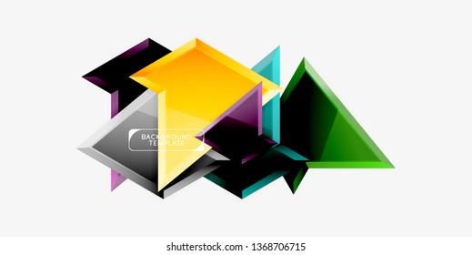 Triângulos geométricos mínimos com efeito 3d modelo de fundo abstrato, vetor moderno design mínimo