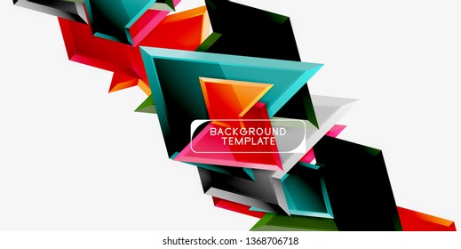 Minimal geometrical triangles with 3d effect abstract background template, vector modern minimal design