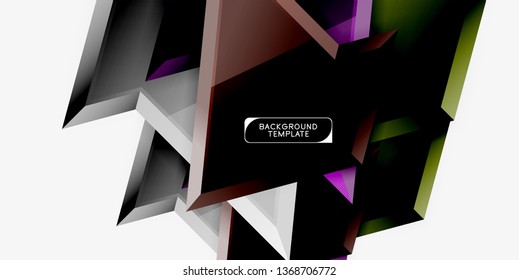 Minimal geometrical triangles with 3d effect abstract background template, vector modern minimal design