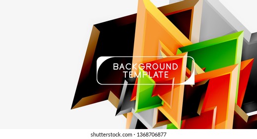 Minimal geometrical triangles with 3d effect abstract background template, vector modern minimal design