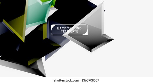 Minimal geometrical triangles with 3d effect abstract background template, vector modern minimal design
