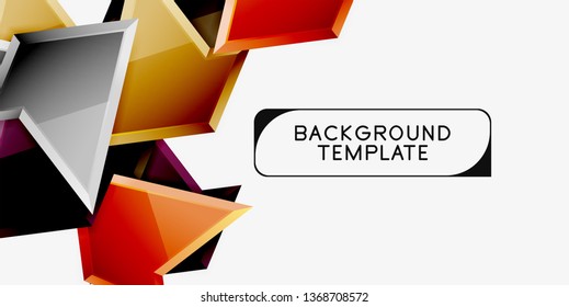 Minimal geometrical triangles with 3d effect abstract background template, vector modern minimal design