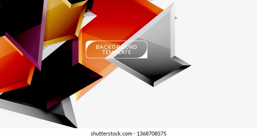 Minimal geometrical triangles with 3d effect abstract background template, vector modern minimal design