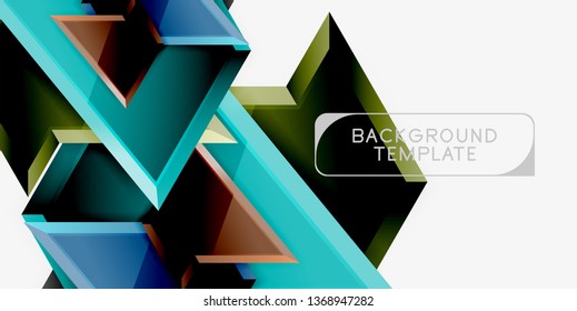 Minimal geometrical triangles with 3d effect abstract background template, vector modern minimal design