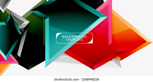 Minimal geometrical triangles with 3d effect abstract background template, vector modern minimal design