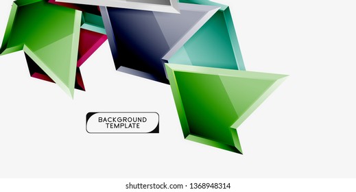 Minimal geometrical triangles with 3d effect abstract background template, vector modern minimal design