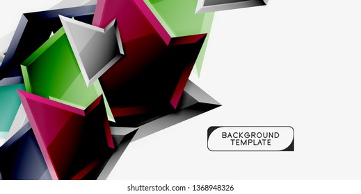 Minimal geometrical triangles with 3d effect abstract background template, vector modern minimal design