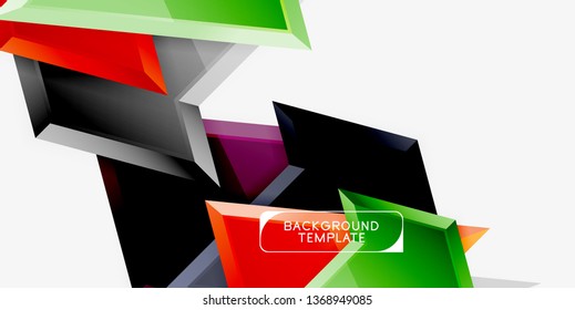Minimal geometrical triangles with 3d effect abstract background template, vector modern minimal design
