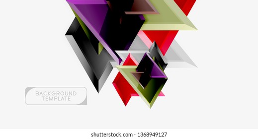 Minimal geometrical triangles with 3d effect abstract background template, vector modern minimal design