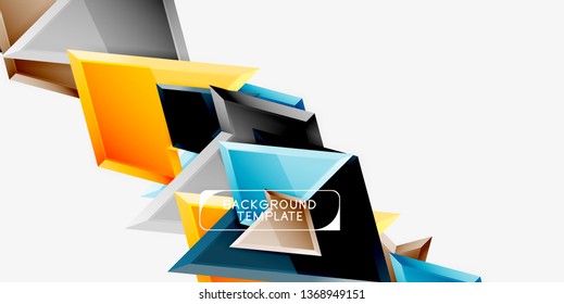 Minimal geometrical triangles with 3d effect abstract background template, vector modern minimal design