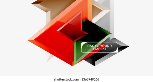 Minimal geometrical triangles with 3d effect abstract background template, vector modern minimal design