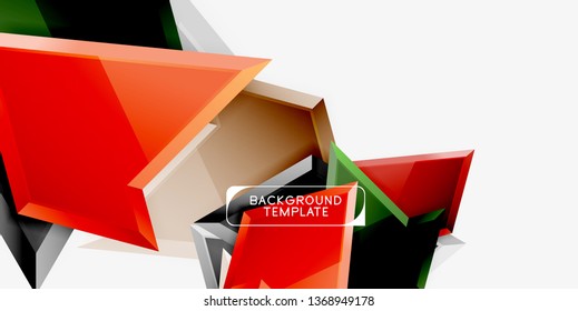 Minimal geometrical triangles with 3d effect abstract background template, vector modern minimal design