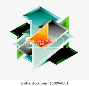 Minimal geometrical triangles with 3d effect abstract background template, vector modern minimal design