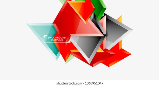Triángulos geométricos mínimos con planilla de fondo abstracto de efecto 3d, diseño vectorial moderno mínimo