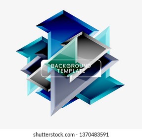 Triángulos geométricos mínimos con planilla de fondo abstracto de efecto 3d, diseño vectorial moderno mínimo