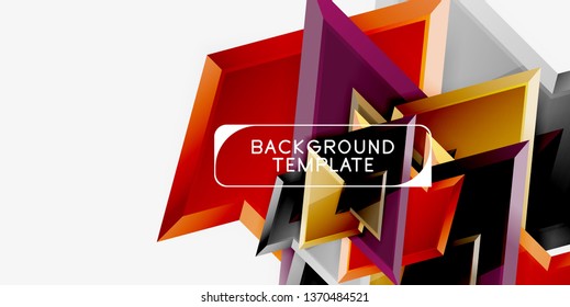 Minimal geometrical triangles with 3d effect abstract background template, vector modern minimal design