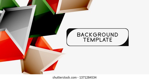 Minimal geometrical triangles with 3d effect abstract background template, vector modern minimal design