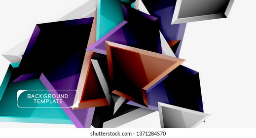 Triángulos geométricos mínimos con planilla de fondo abstracto de efecto 3d, diseño vectorial moderno mínimo