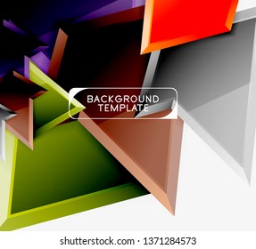 Minimal geometrical triangles with 3d effect abstract background template, vector modern minimal design