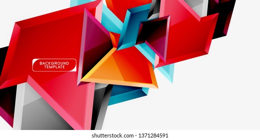 Minimal geometrical triangles with 3d effect abstract background template, vector modern minimal design
