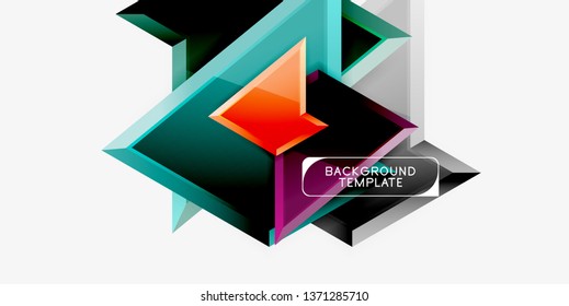 Triángulos geométricos mínimos con planilla de fondo abstracto de efecto 3d, diseño vectorial moderno mínimo
