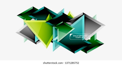 Minimal geometrical triangles with 3d effect abstract background template, vector modern minimal design
