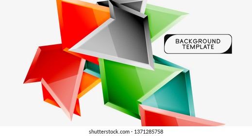 Minimal geometrical triangles with 3d effect abstract background template, vector modern minimal design