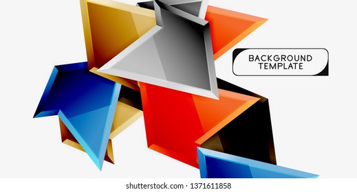 Minimal geometrical triangles with 3d effect abstract background template, vector modern minimal design