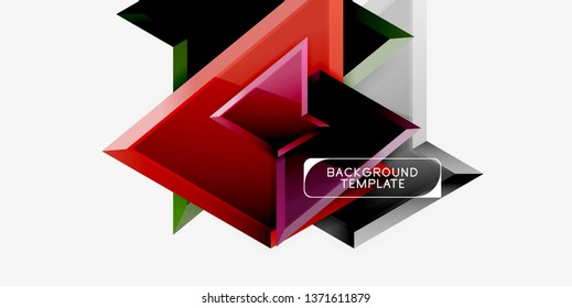 Minimal geometrical triangles with 3d effect abstract background template, vector modern minimal design
