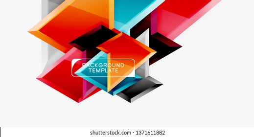 Minimal geometrical triangles with 3d effect abstract background template, vector modern minimal design