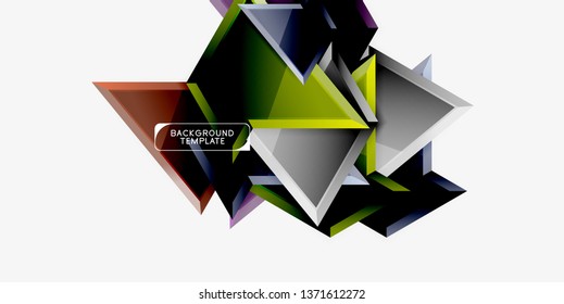Triángulos geométricos mínimos con planilla de fondo abstracto de efecto 3d, diseño vectorial moderno mínimo