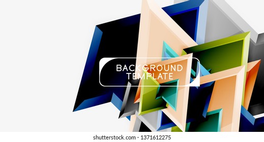 Triángulos geométricos mínimos con planilla de fondo abstracto de efecto 3d, diseño vectorial moderno mínimo