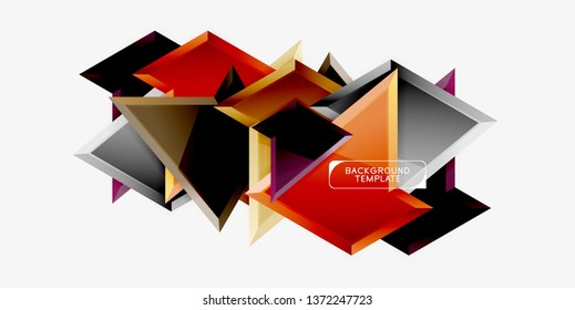 Minimal geometrical triangles with 3d effect abstract background template, vector modern minimal design