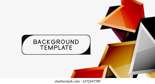 Minimal geometrical triangles with 3d effect abstract background template, vector modern minimal design