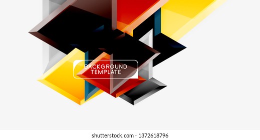 Minimal geometrical triangles with 3d effect abstract background template, vector modern minimal design