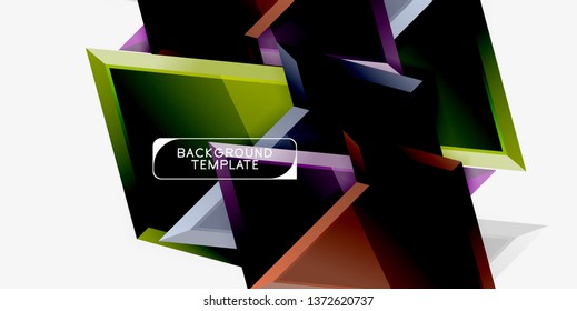 Minimal geometrical triangles with 3d effect abstract background template, vector modern minimal design