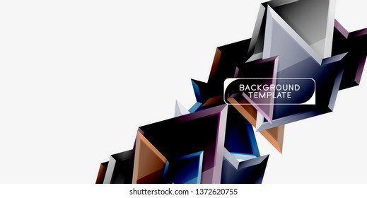 Minimal geometrical triangles with 3d effect abstract background template, vector modern minimal design
