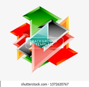 Minimal geometrical triangles with 3d effect abstract background template, vector modern minimal design