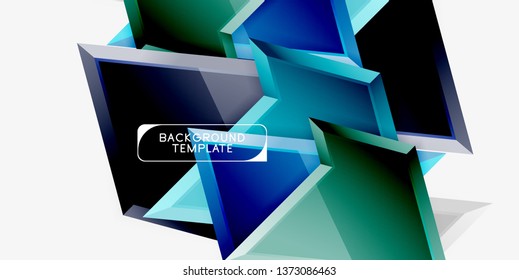 Minimal geometrical triangles with 3d effect abstract background template, vector modern minimal design